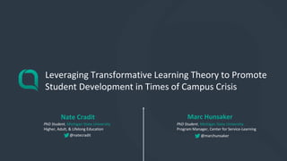 Leveraging Transformative Learning Theory to Promote Student ...