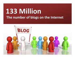 133 Million
The number of blogs on the Internet
 