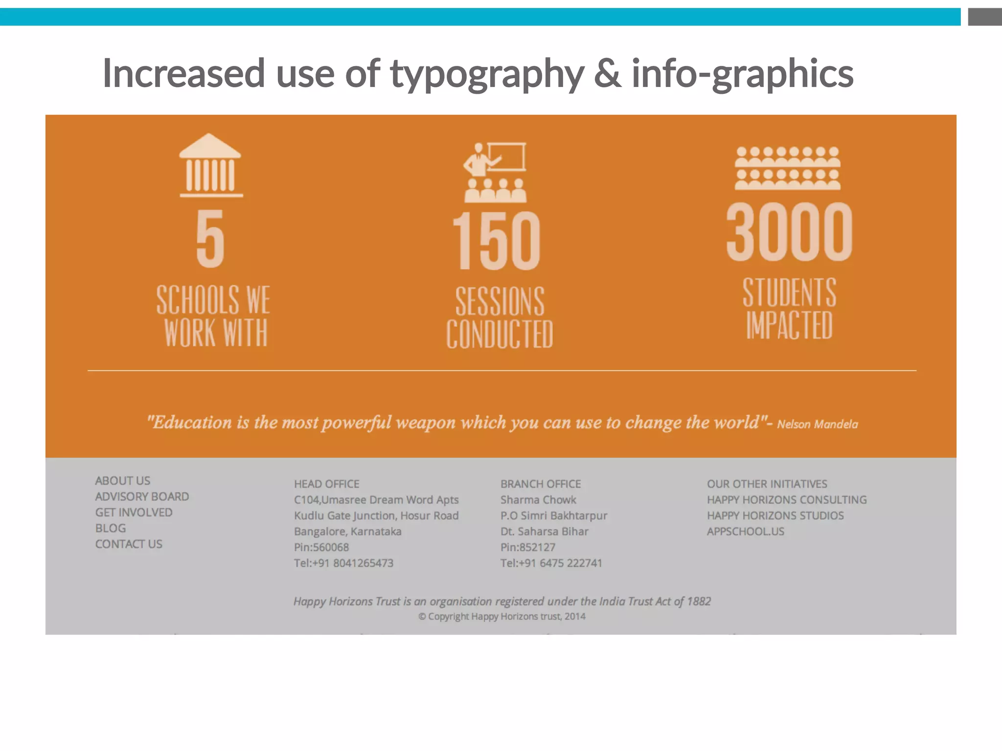 Increased  use  of  typography    info-­‐graphics
 