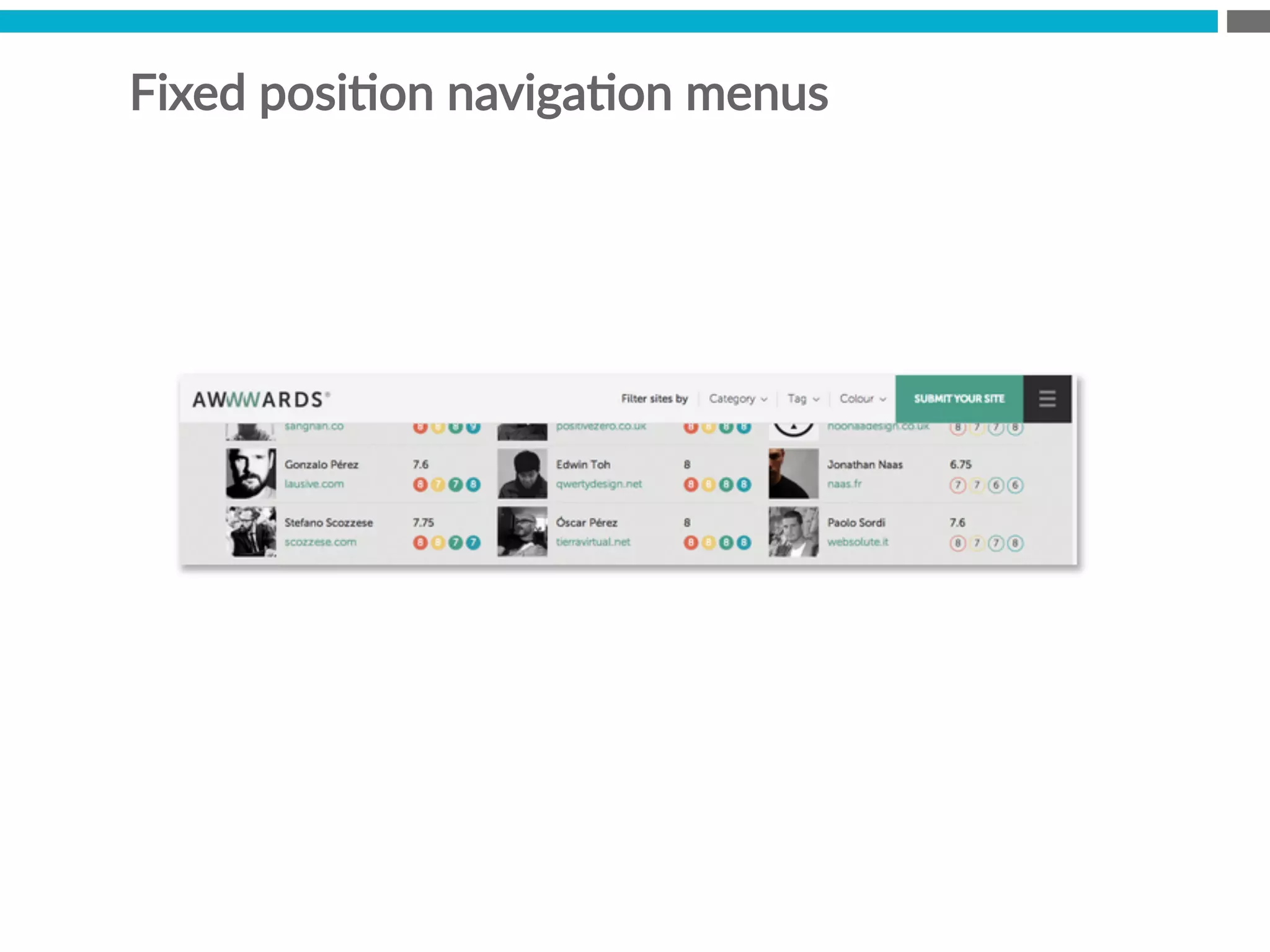 Fixed  posiBon  navigaBon  menus
 