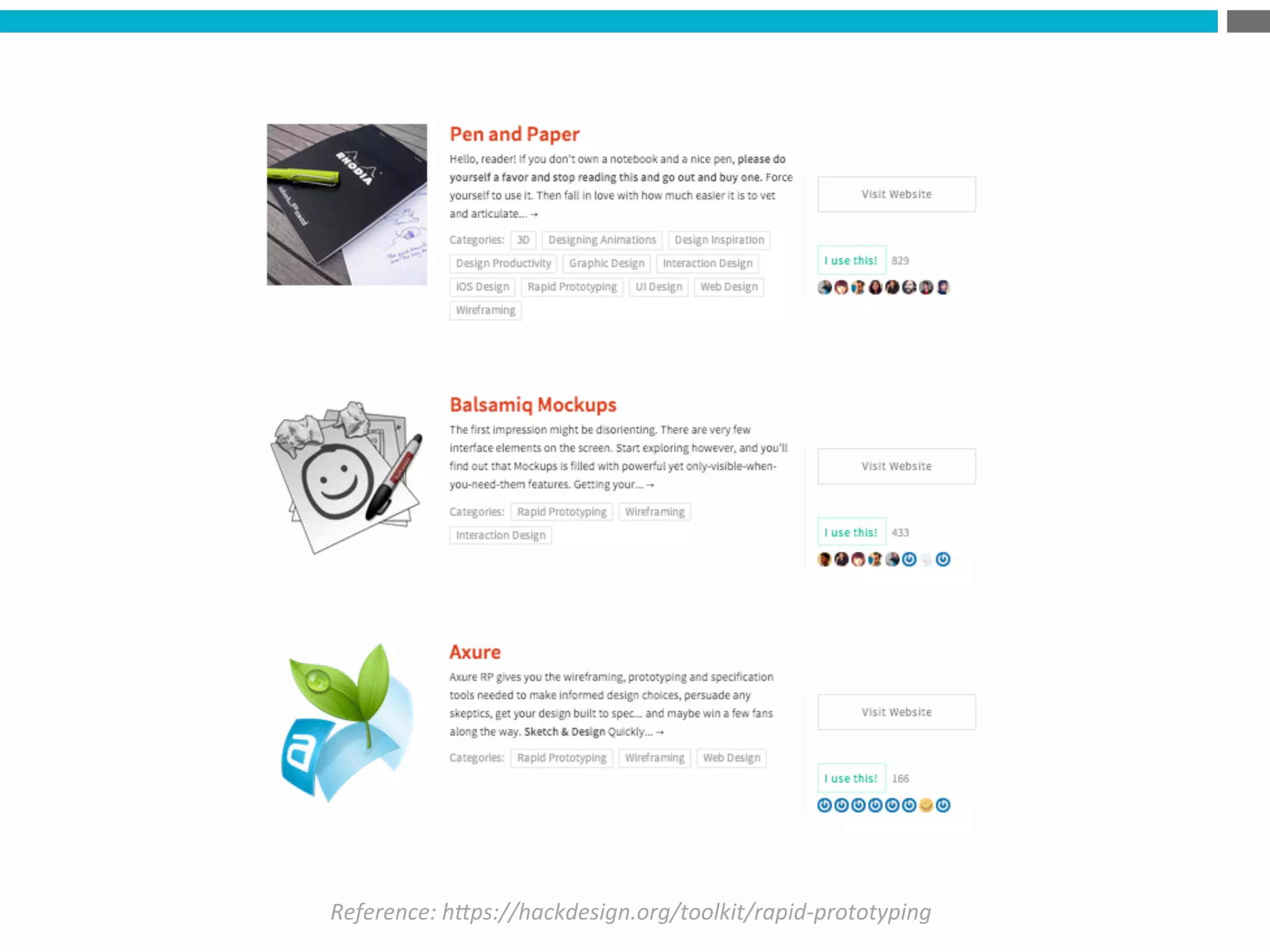 Reference:	
  h*ps://hackdesign.org/toolkit/rapid-­‐prototyping	
  
 