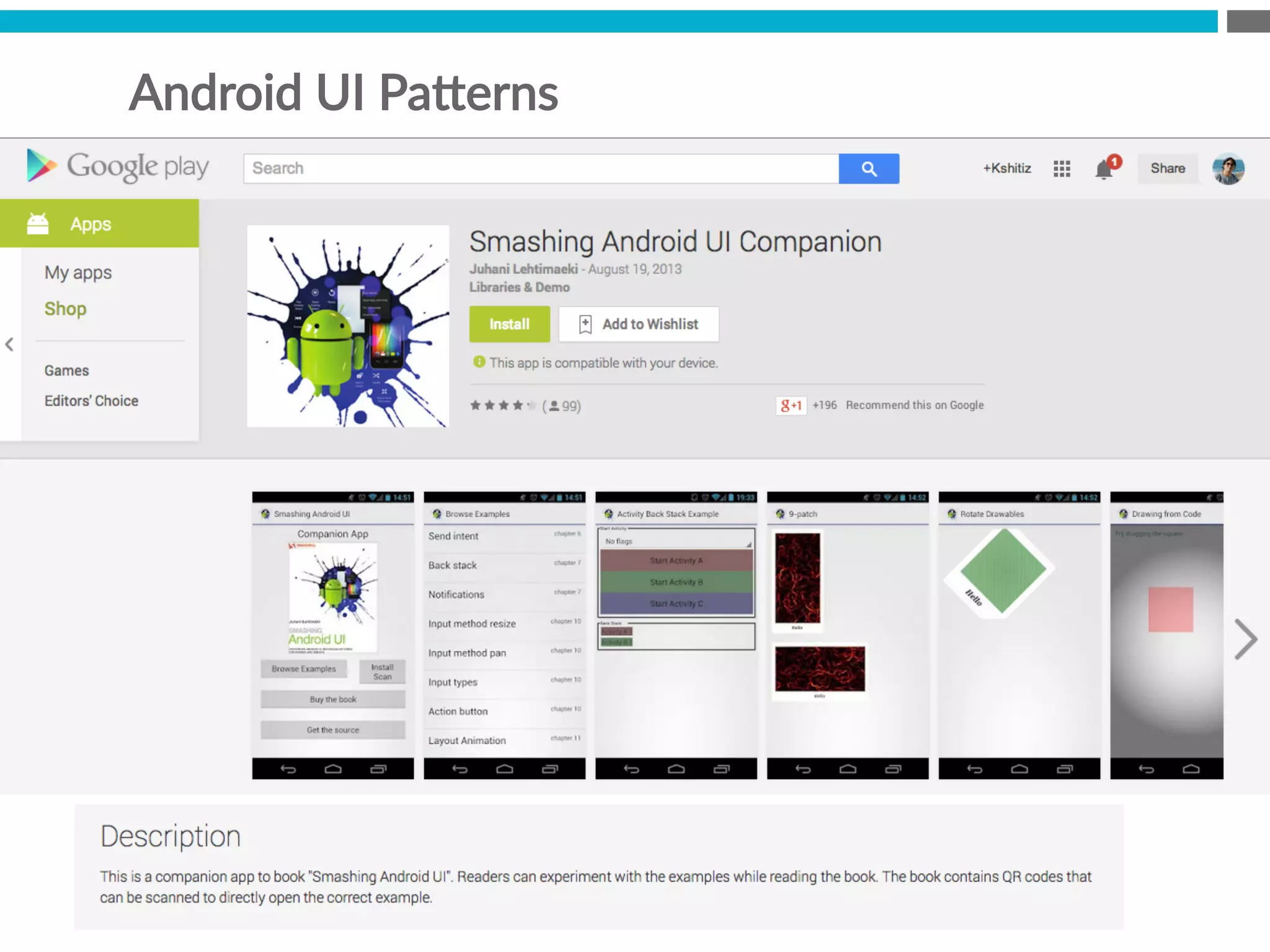 Android  UI  Pa[erns
 