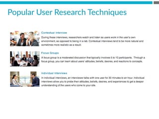 Popular  User  Research  Techniques  
 