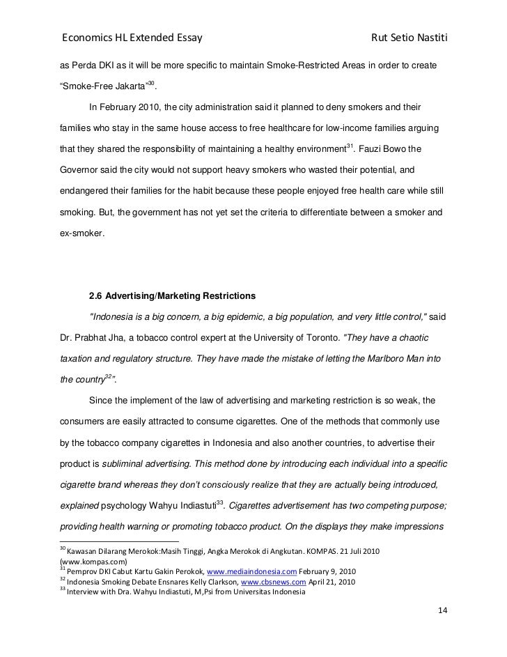 To What Extent Has The Indonesian Governments Policy On Tobacco Cons Universitas Indonesia Economics Hl Extended Essay