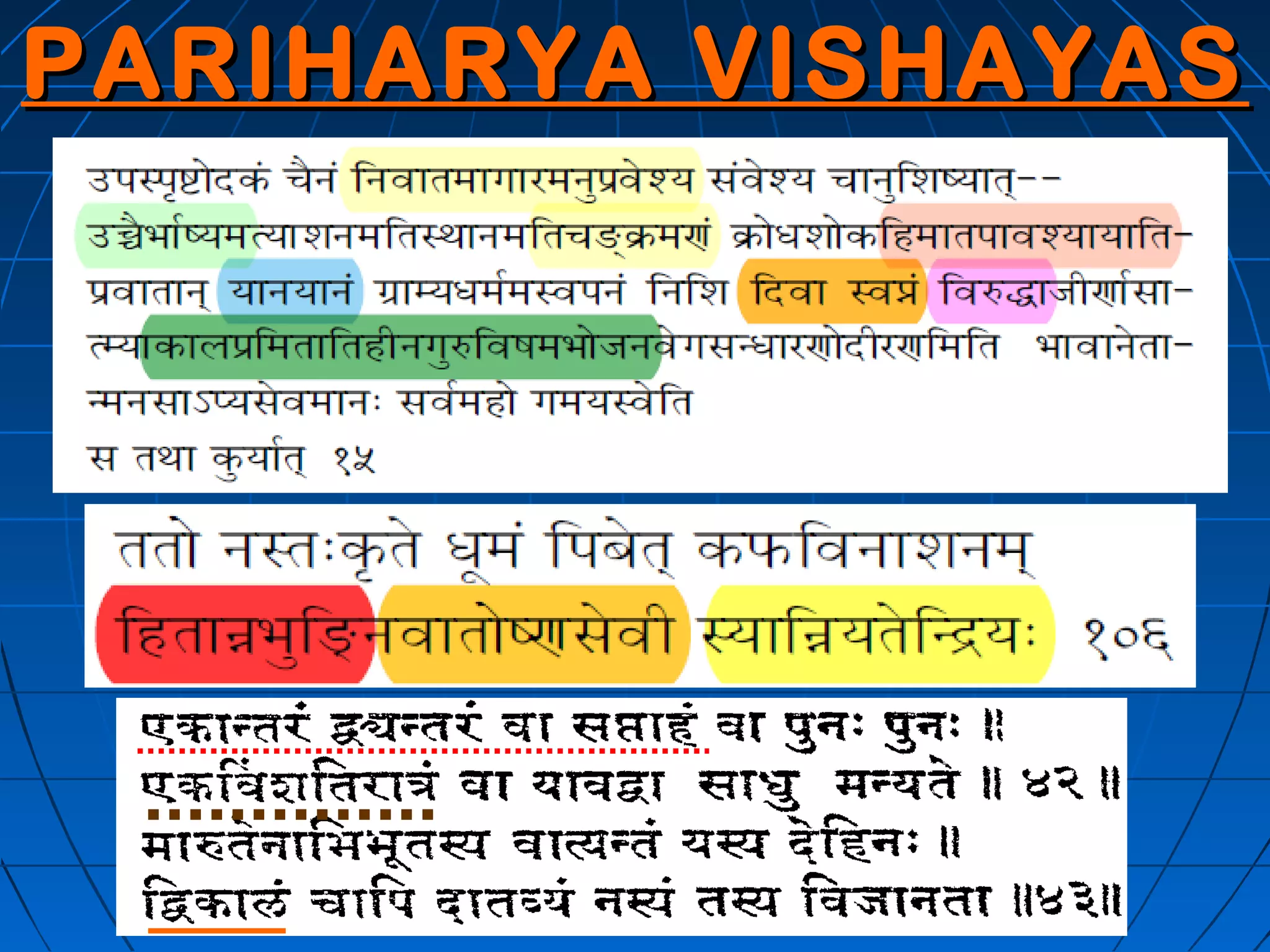 PARIHARYA VISHAYAS
 
