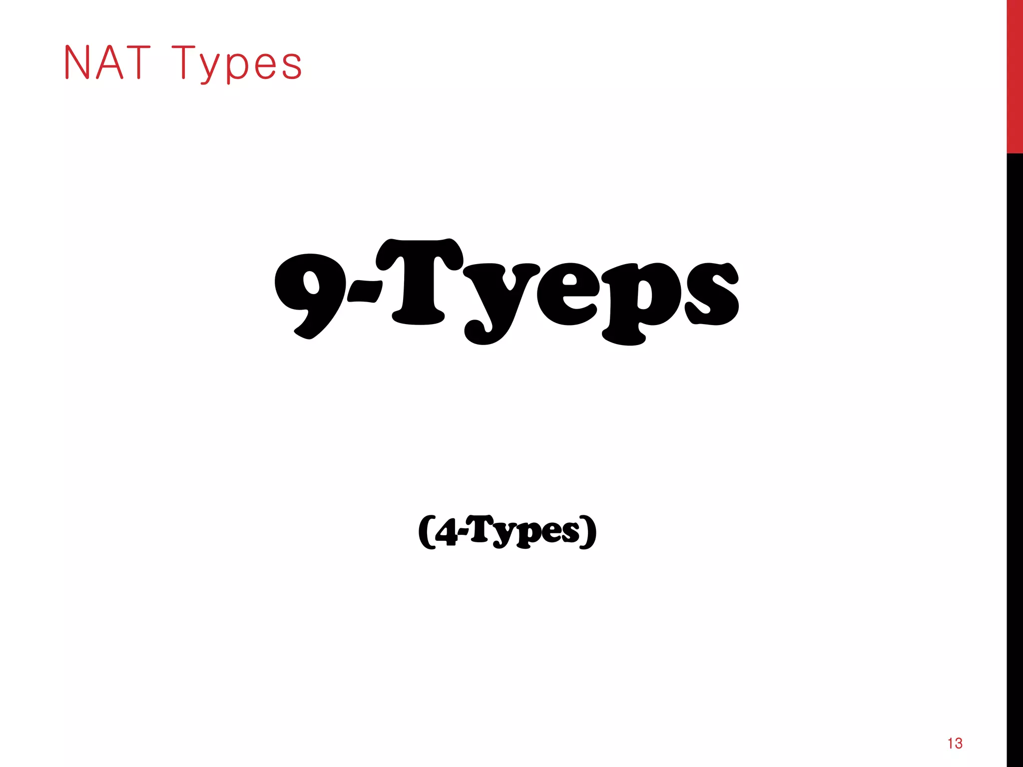 9-Tyeps
(4-Types)
NAT Types
13
 