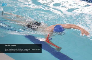 20
técnica




                                                                       45º



          Barrido o apoyo:

          Es el desplazamiento del brazo hacia atrás y abajo con una
          flexión de codo de aproximadamente 45º.
 