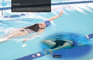 32       Propulsión:

          Es cuando el movimiento finaliza con un empuje en dirección a los
          pies, extendiendo por completo el brazo para dar inicio al recobro.
técnica




                                                                                Propulsión
 