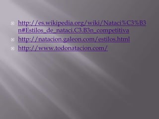 EspaldaEste estilo es esencialmente crawl, sólo que el nadador flota con la espalda en el agua. La secuencia de movimientos es alternativa: un brazo en el aire con la palma de la mano hacia afuera saliendo de debajo de la pierna, mientras el otro impulsa el cuerpo en el agua. También se utiliza aquí la patada oscilante.