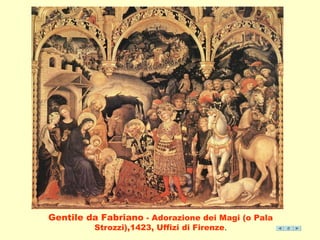 Gentile da Fabriano - Adorazione dei Magi (o Pala 
Strozzi),1423, Uffizi di Firenze. 
 