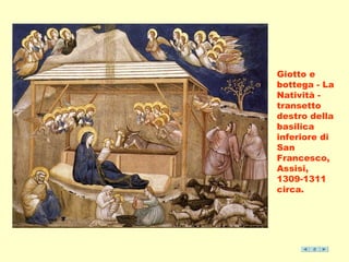 Giotto e 
bottega - La 
Natività - 
transetto 
destro della 
basilica 
inferiore di 
San 
Francesco, 
Assisi, 
1309-1311 
circa. 
 