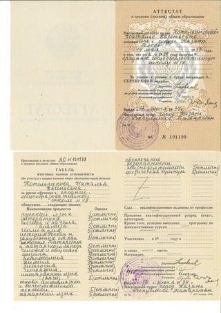 Natalie Lewes Secondary School Certificate Kazan Russia 1994