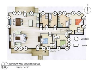 N


           A       A     2X        C             A                  B         B   B              A    A



                         2X
                                                                                           9X
       A                                                                                                    A
           A       A     2X        C             A                  B         B   B              A    A
                         2X
                                                                                           9X
       A                                                                                                    A
       A                                    7X       6X             8X                                      A
                                                                                                     10Y
                                                                                           10X
       A                                    7X       6X             8X                                       A
                                                          4X                          5X
                                                                                                     10Y
                                                                         5Y                10X
                                                          4X                          5X    A              Window
                                                                         5Y
                                                               4Y                          A
                                                                                           A               Door
               A   A      A            1X        A        A                   A       A
                                                               4Y                          A
               A   A      A            1X        A        A                   A       A



  1    WINDOW AND DOOR SCHEDULE
S 20           SCALE ¼ “ = 1’-0”
 