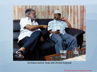 Syllabus for Aptitude Test – J.E.E.(B.Arch.) 2017
(B.Arch/ B.Planning)
The topics you should be preparing for the Aptitude Test of J.E.E.(B.Arch.) 2017
(B.Arch/ B.Planning)
Part – I
Questions from Mathematics
Part - II
Awareness of persons, places, Buildings, Materials.) Objects, Texture related to
Architecture and built environment. Visualising three dimensional objects from
two dimensional drawings. Visualising different sides of three dimensional
objects. Analytical Reasoning Mental Ability (Visual, Numerical and Verbal).
Three dimensional - perception: Understanding and appreciation of scale and
proportion of objects, building forms and elements, colour, texture, harmony and
contrast. Design and drawing of geometrical or abstract shapes and patterns in
pencil. Transformation of forms both 2 D and 3 D union, subtraction, rotation,
development of surfaces and volumes, Generation of Plan, elevations and 3 D
views of objects.
© Global Academy of Vaastu and Design
 