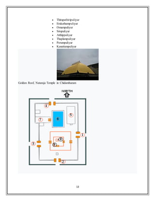 13
 Thirupathiripuliyur
 Erukathampuliyur
 Omampuliyur
 Sirupuliyur
 Atthippuliyur
 Thaplampuliyur
 Perumpuliyur
 Kanattampuliyur
Golden Roof, Nataraja Temple in Chidambaram
 