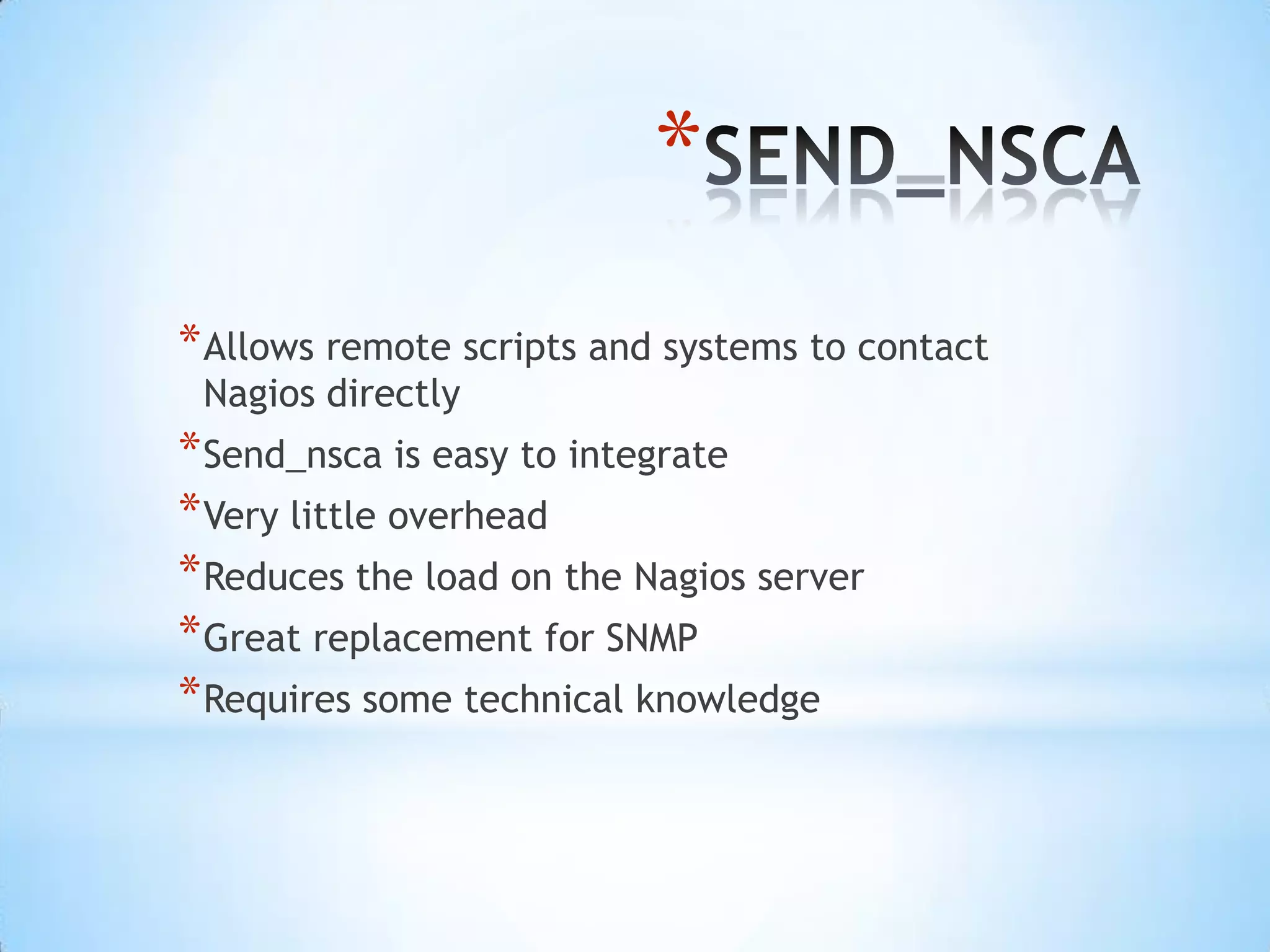 SEND_NSCA DemoThe following demo will show you how to monitor disk space on a server using “send_nsca”