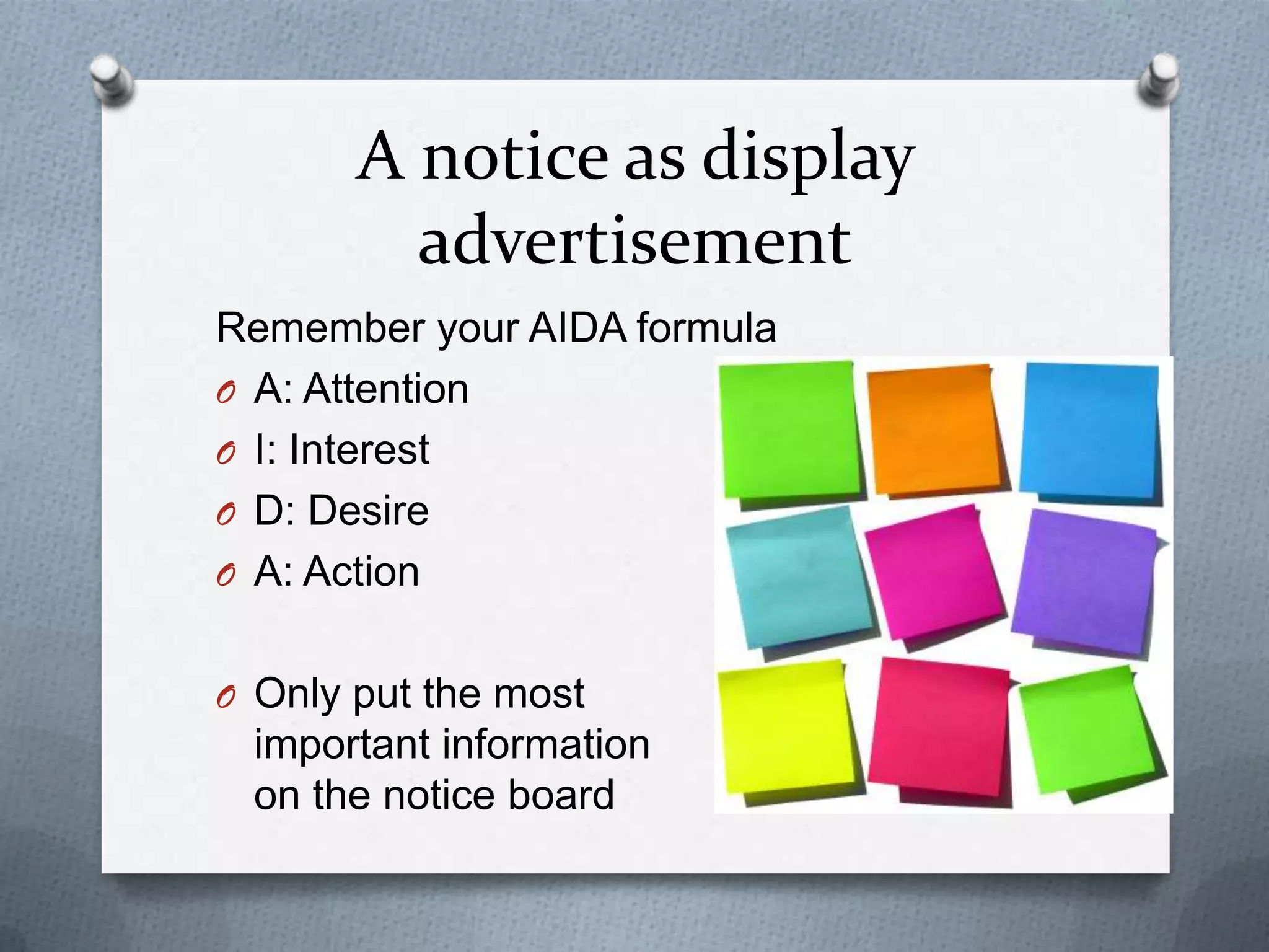 How to write a notice on a notice board students at FET