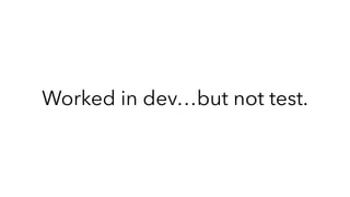 Worked in dev…but not test.
 