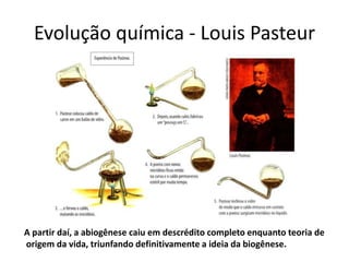 Evolução química - Louis Pasteur




A partir daí, a abiogênese caiu em descrédito completo enquanto teoria de
origem da vida, triunfando definitivamente a ideia da biogênese.
 