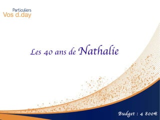 Les 40 ans de  Nathalie Budget : 4 800€ 