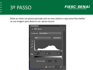 3º PASSO
Deixe os níveis um pouco parecido com os meu valores e veja como fica melhor
na sua imagem para deixa-la um pouco escura
 