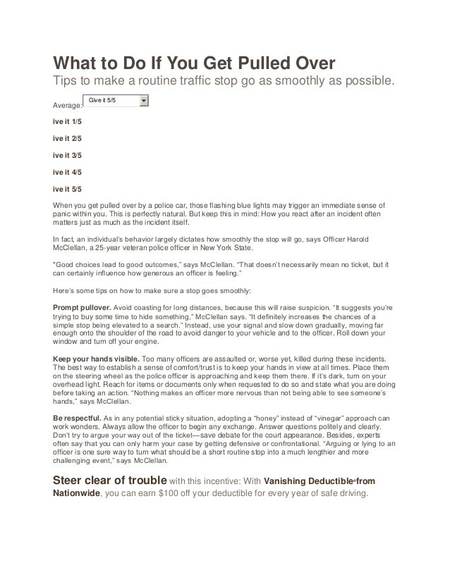 My Nationwide Magazine what to do if you get pulled over