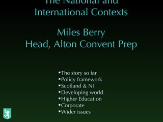 The National and International Contexts Miles Berry Head, Alton Convent Prep ,[object Object],[object Object],[object Object],[object Object],[object Object],[object Object],[object Object]