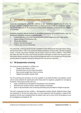 GUIDELINES FOR THE MANAGEMENT OF TUBERCULOSIS IN CHILDREN | PDF