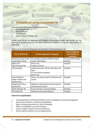 GUIDELINES FOR THE MANAGEMENT OF TUBERCULOSIS IN CHILDREN | PDF