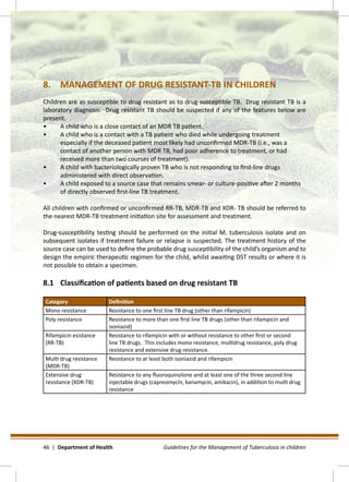 GUIDELINES FOR THE MANAGEMENT OF TUBERCULOSIS IN CHILDREN | PDF