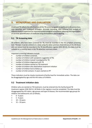 GUIDELINES FOR THE MANAGEMENT OF TUBERCULOSIS IN CHILDREN | PDF
