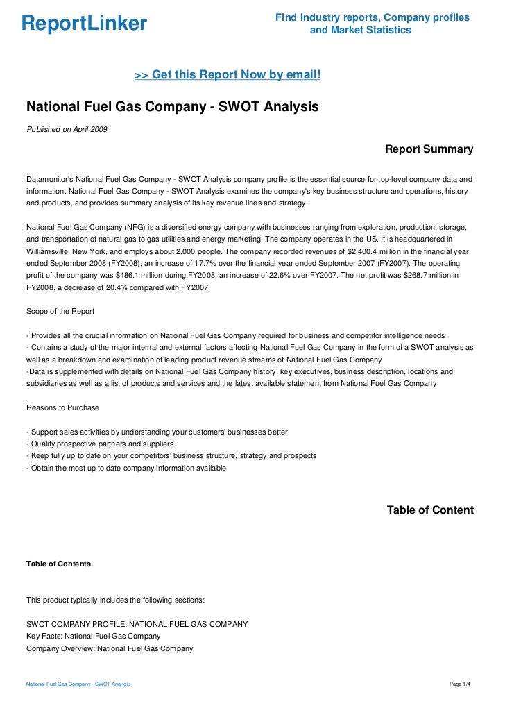 National Fuel Gas Company SWOT Analysis