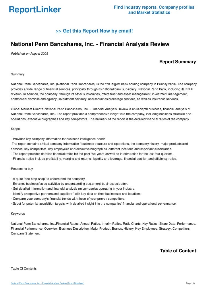 National Penn Bancshares Inc Financial Analysis Review