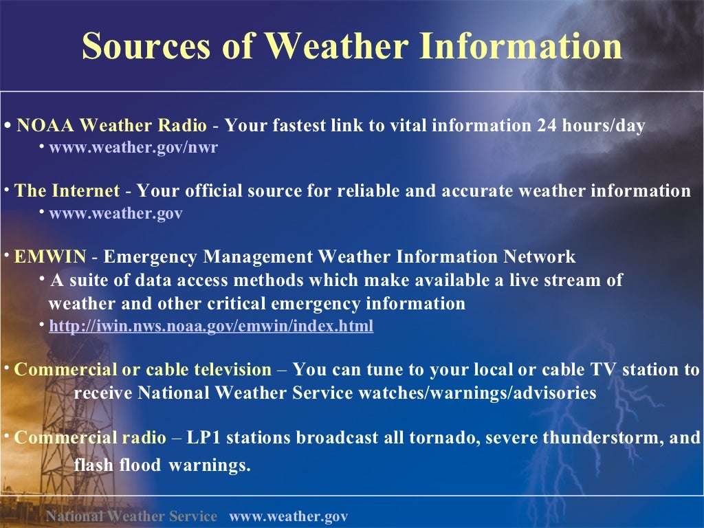 Sources Of Weather Information NOAA