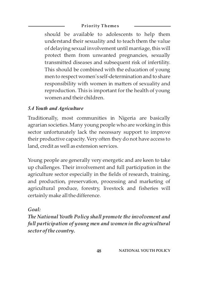National Youth Policy of Nigeria- Revised 2009 (Federal Ministry Of Y…