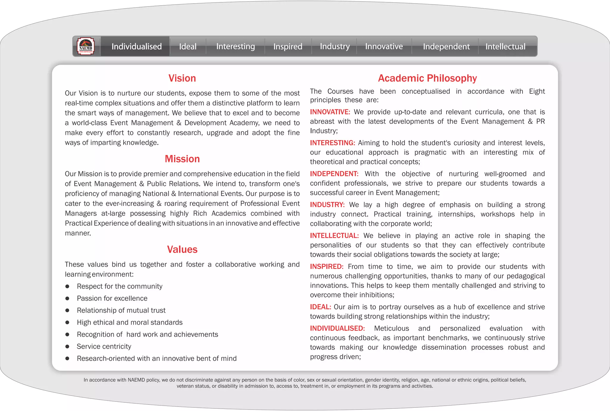 National Academy of Event Management And Development - NAEMD | PDF