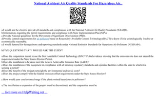 National Ambient Air Quality Standards For Hazardous Air... | PPT