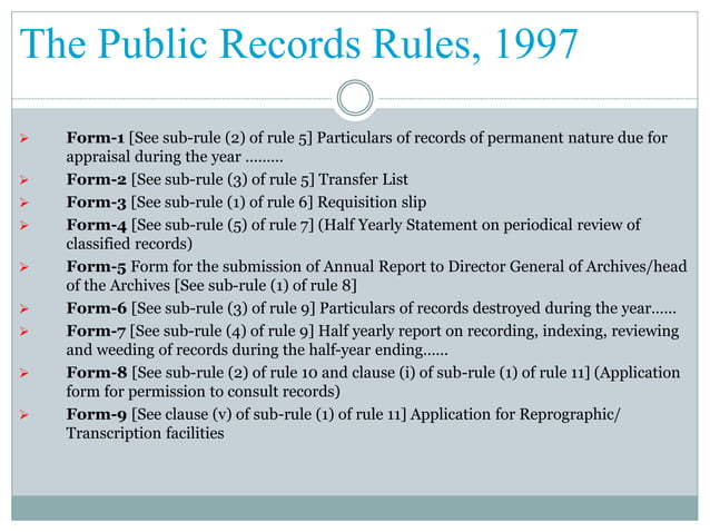 NATIONAL ARCHIVES - PRA-PRR.ppt | Law