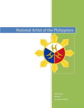 National Artist of the Philippines 
LAPIG, Glydel I. 
BEED-IIIB 
Foundation of MAPEH 
 