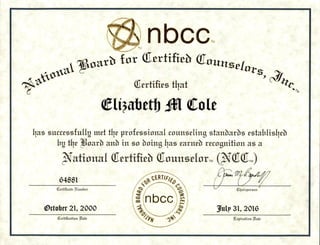National Certified Counselor (NCC)