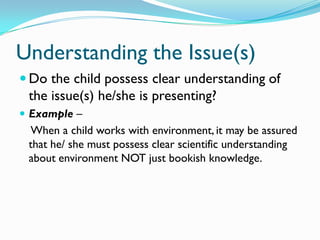 Understanding An Issue National childrens’ science congress.evaluation method1 | PDF