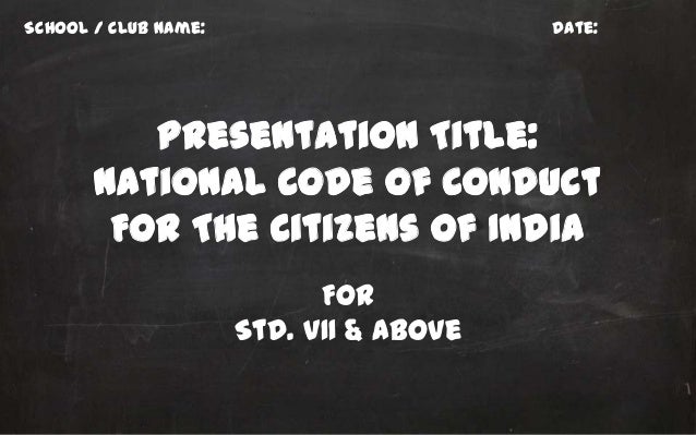 National code of conduct