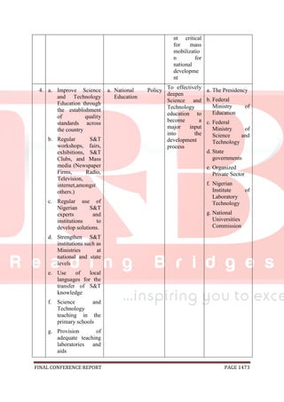 National conference 2014 report, final draft