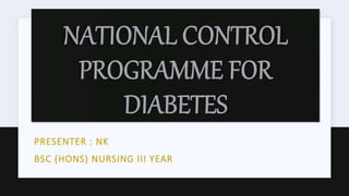 National control programme for diabetes | PPTX | Endocrine and ...