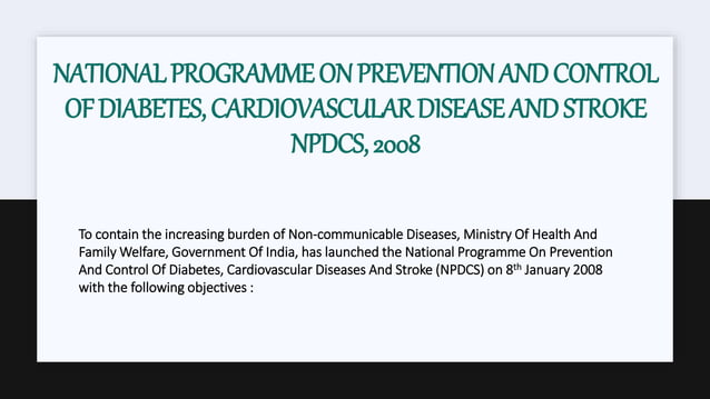 National control programme for diabetes | PPTX | Endocrine and ...