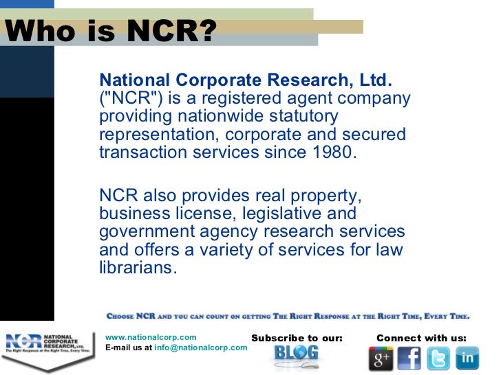 National Corporate Research, Ltd. (NCR) Company Profile