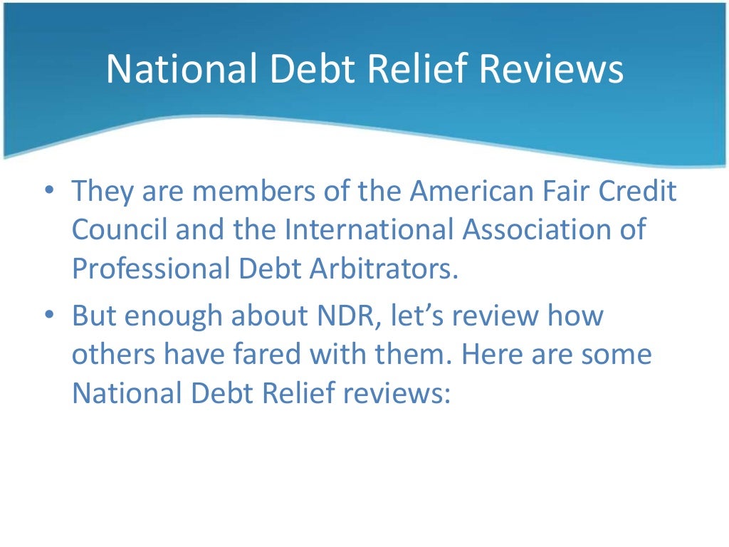 National Debt Relief Reviews