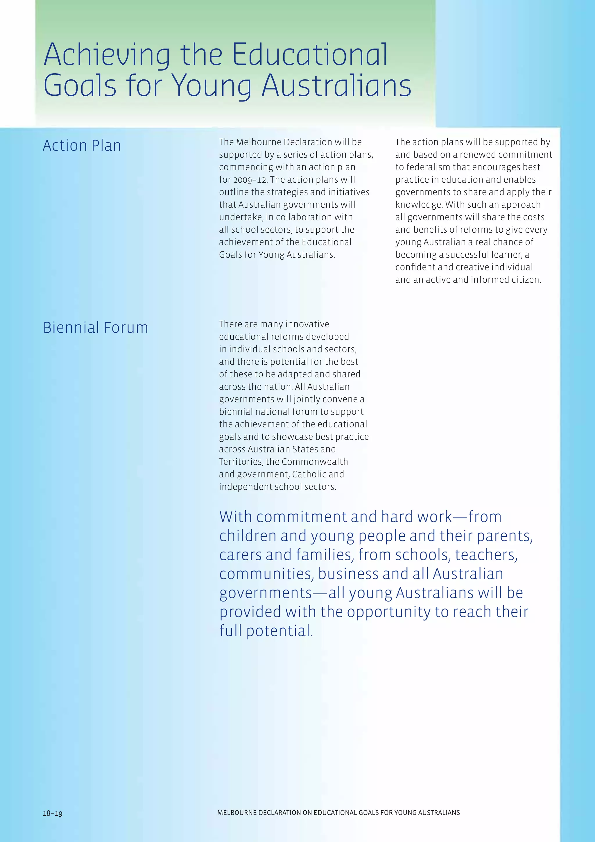 Declaration On Educational Goals For Young Australians - Career Education