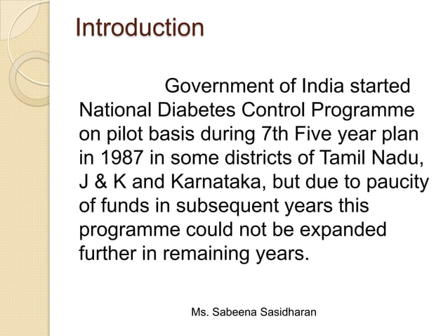 National diabetes control programme | PPTX | Diabetes | Diseases and ...