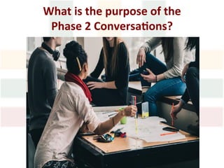 What	is	the	purpose	of	the		
Phase	2	Conversa1ons?	
 